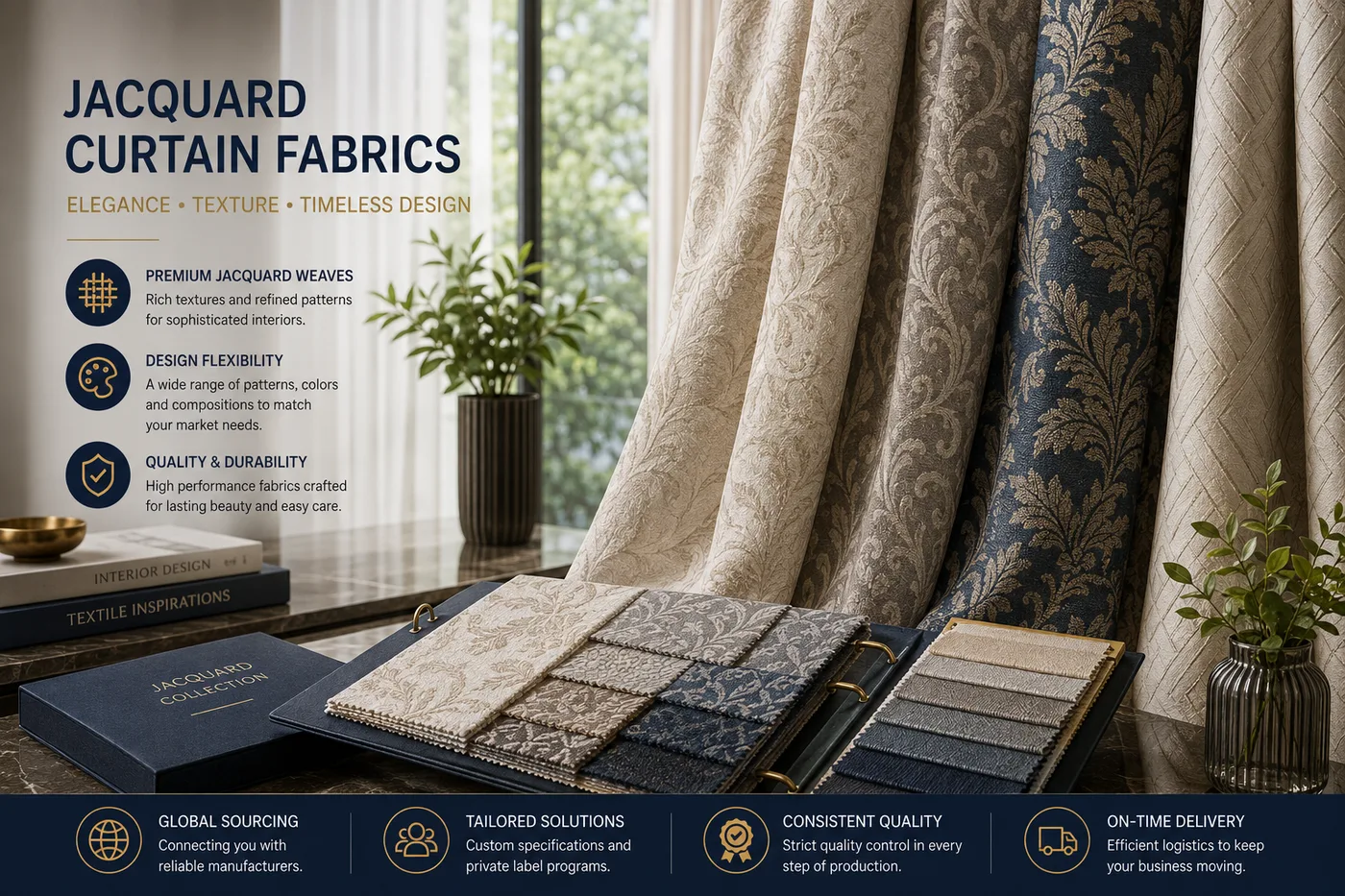 Jacquard curtain fabric collection