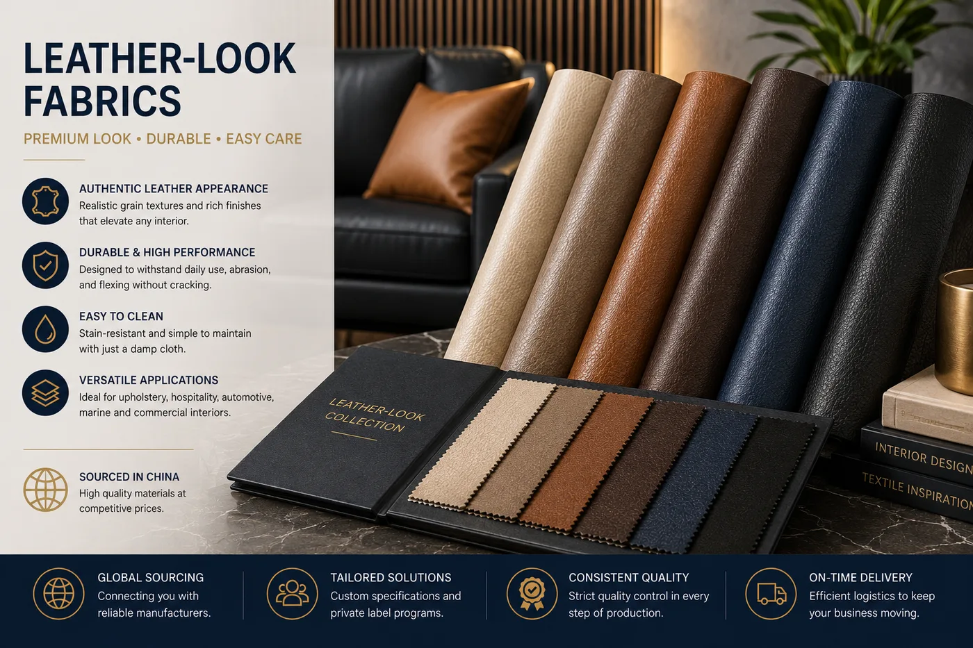 Leather-look synthetic fabrics