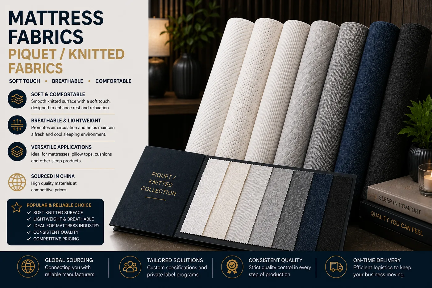 Piquet and knitted mattress fabrics